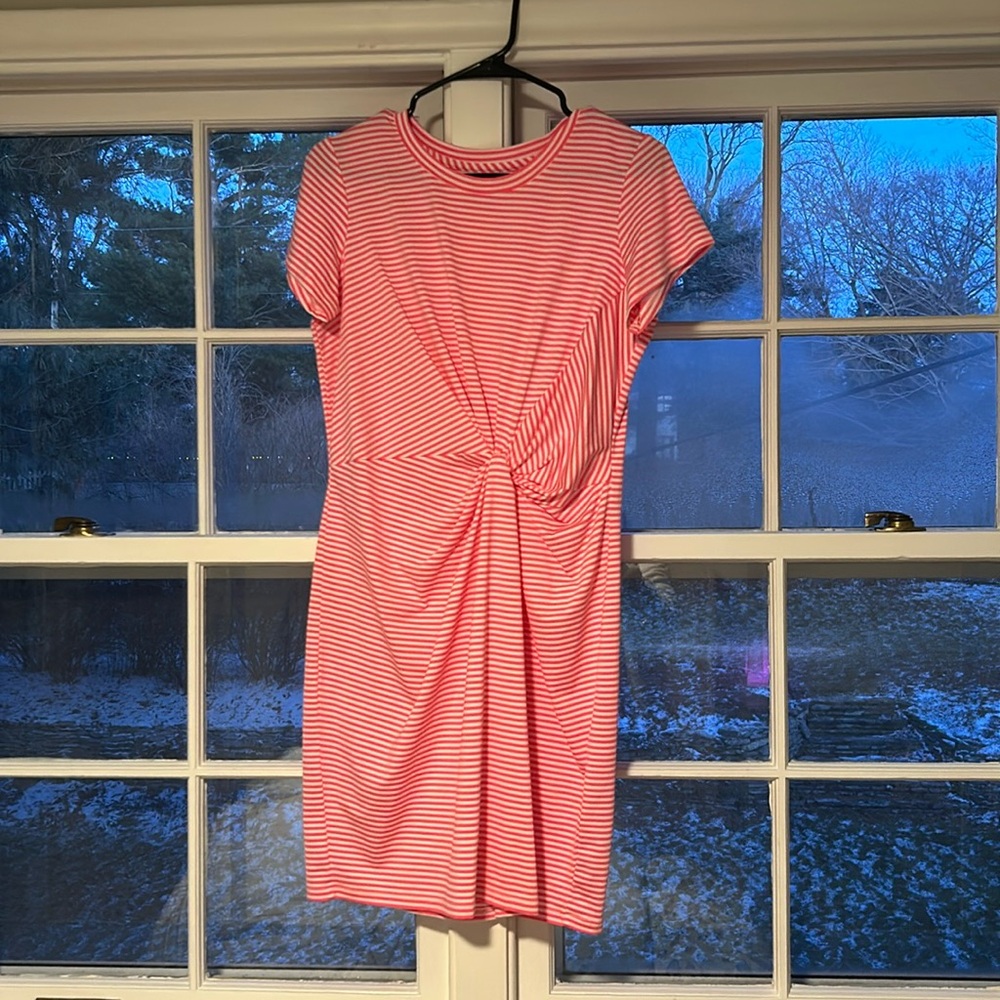 Vineyard Vines Side Twist Dress Striped Sankaty Size Pink & White EUC